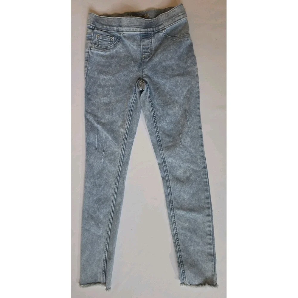Justice Leggings for Girls, Size 10 — Light Blue Denim Style with Distressed